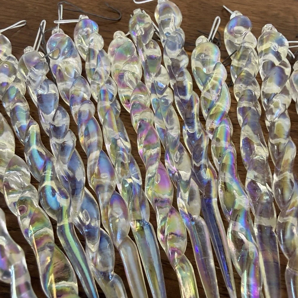 Lot of 23 Vintage Aurora Borealis Twisted Icicle Christmas Ornaments